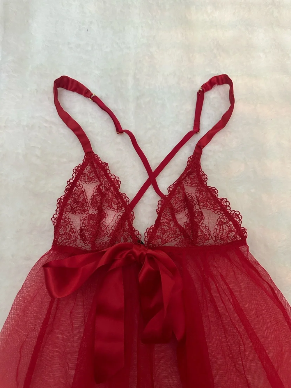 New! Victoria‎ Secret Red Queen of Hearts Open Cup Babydoll Lingerie 9082